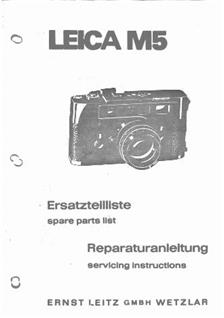 Leica M 5 manual. Camera Instructions.